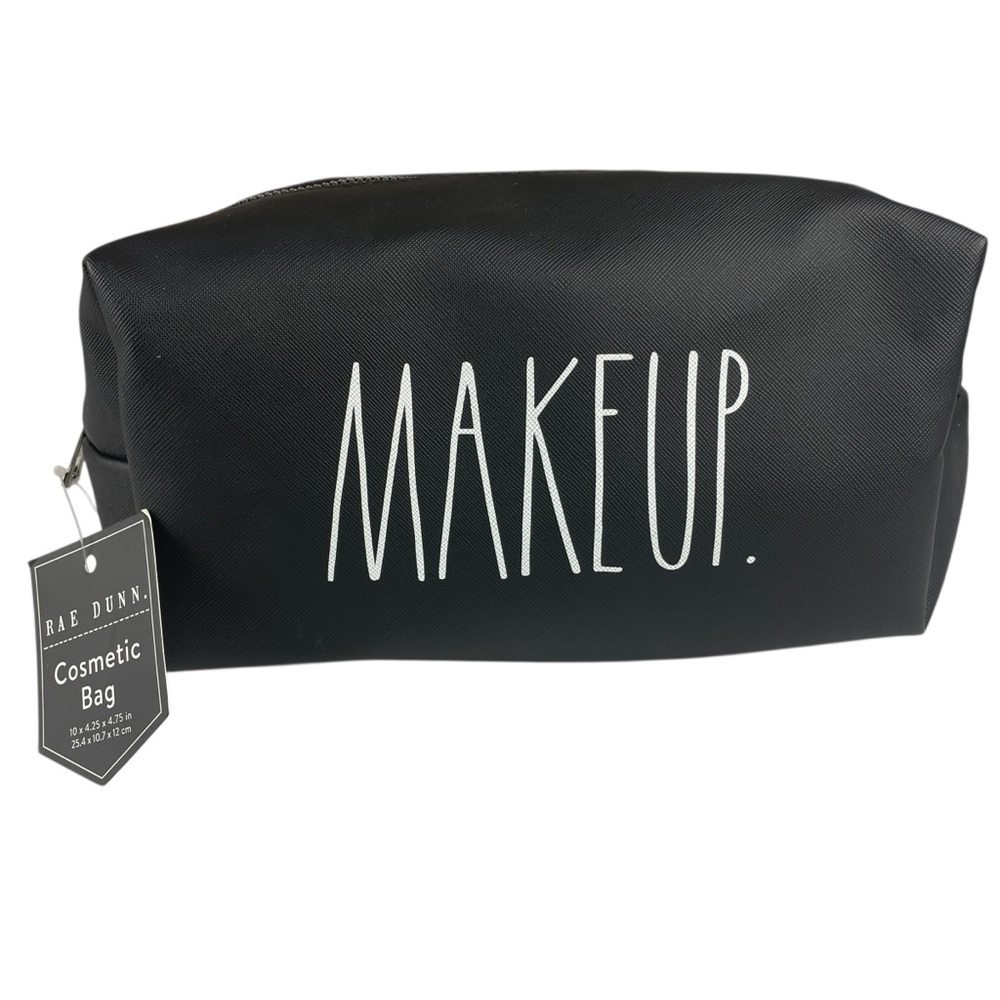 Rae Dunn MAKEUP Black Cosmetic Bag with Zipper NWT
